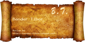 Bender Tibor névjegykártya
